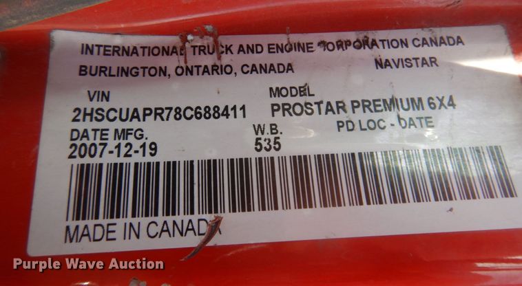 image for item KU9709 2008 International ProStar  semi truck