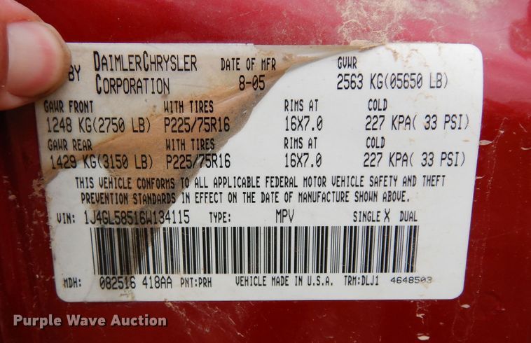 image for item DK0335 2006 Jeep Liberty  SUV