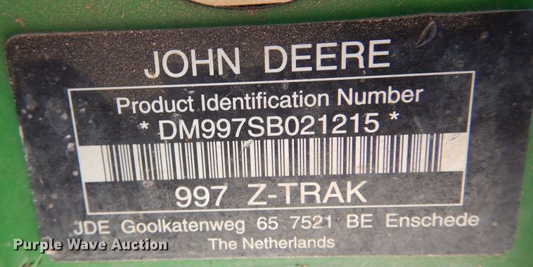 image for item DK0794 John Deere 997 ZTrak  ZTR lawn mower