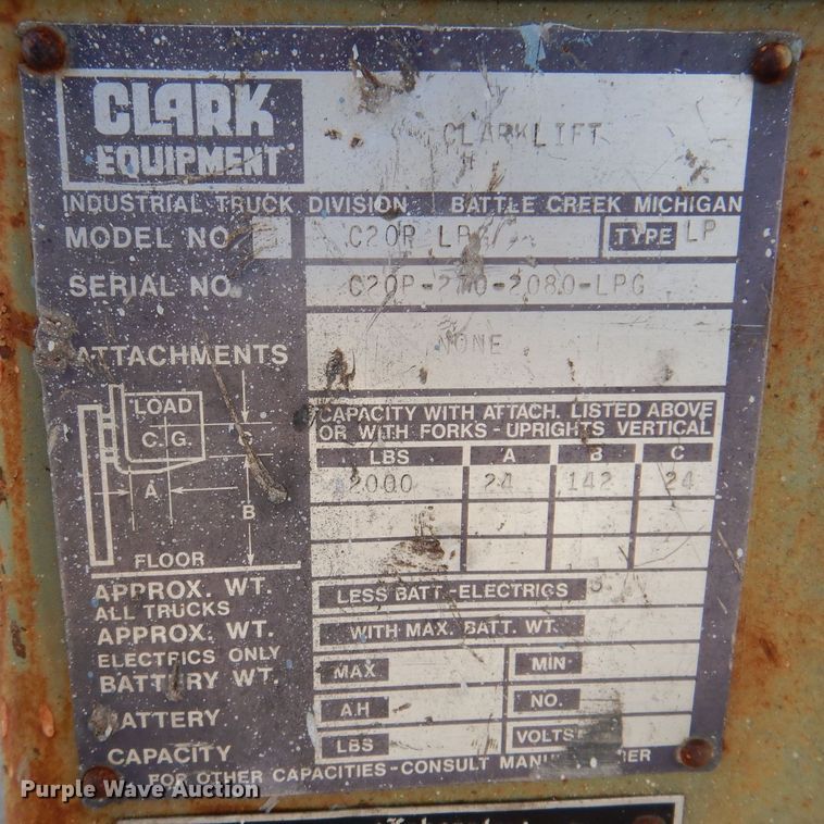 image for item DL5979 Clark C20P LP  forklift