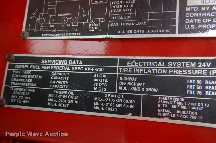 image for item DM3892 1985 Am General M934  truck cab and chassis