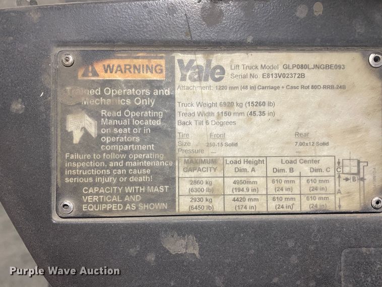 image for item DM4055 2004 Yale GLP080  forklift