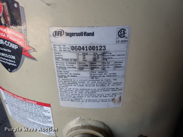 image for item DP4592 Ingersoll Rand 2475  air compressor
