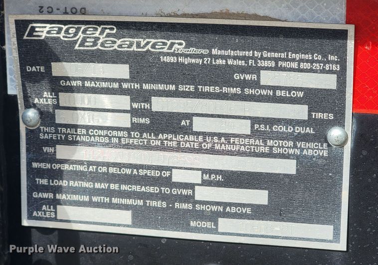 image for item HF9337 2013 Eager Beaver 10HDB-PT  flatbed trailer