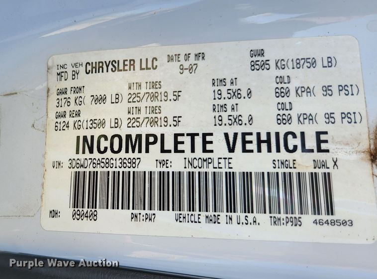 image for item HK9448 2008 Dodge Ram 5500HD  utility / service truck