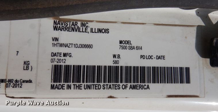 image for item IM9948 2013 International 7500  refuse truck