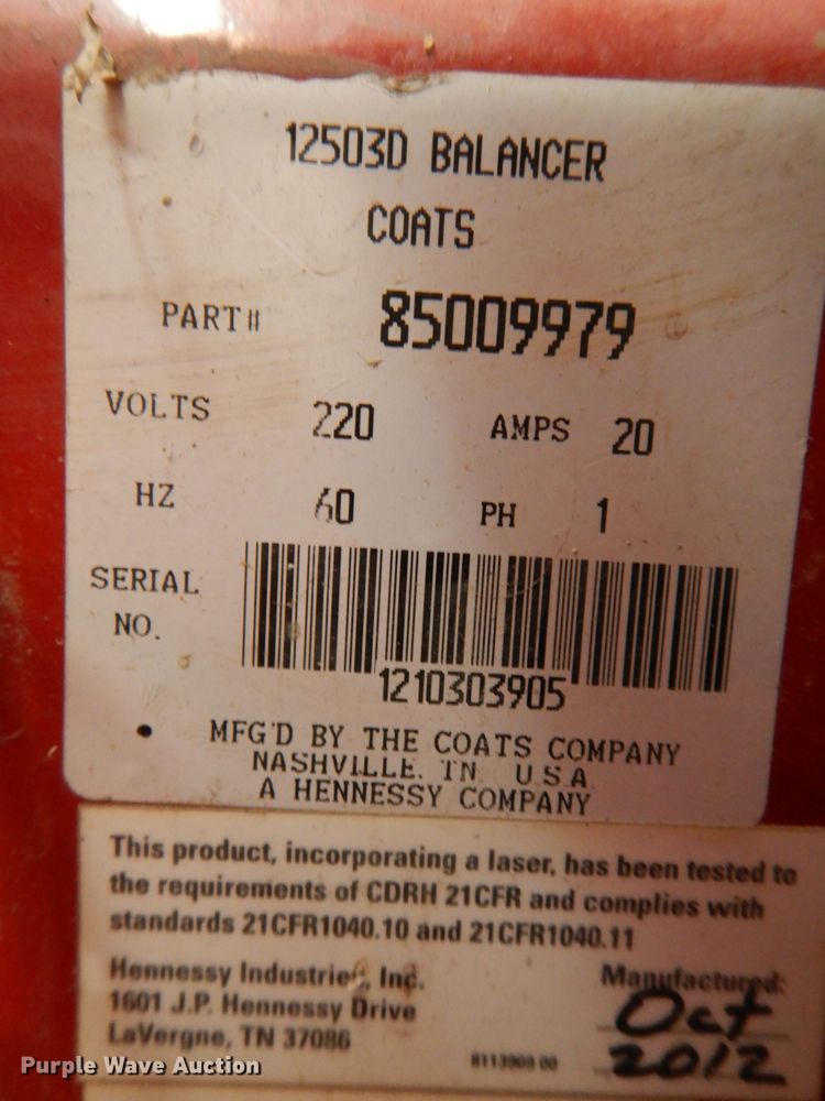 image for item JK9403 Coats 1250  wheel balancer