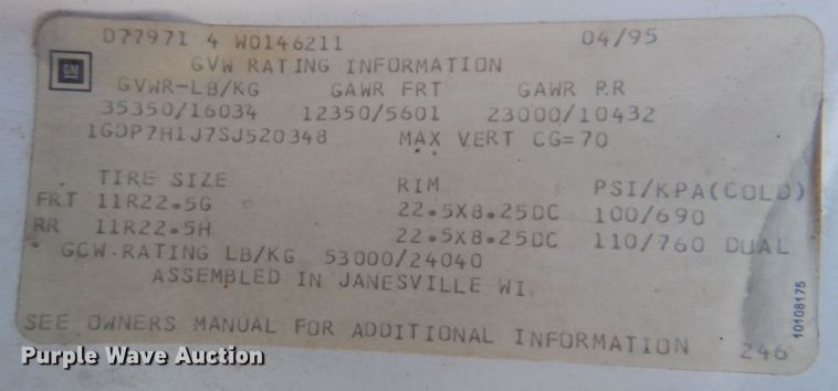 image for item JK9409 1995 GMC Top Kick  dump truck