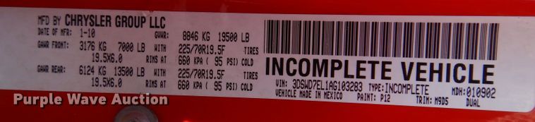 image for item JK9420 2010 Dodge Ram 5500HD  tow truck