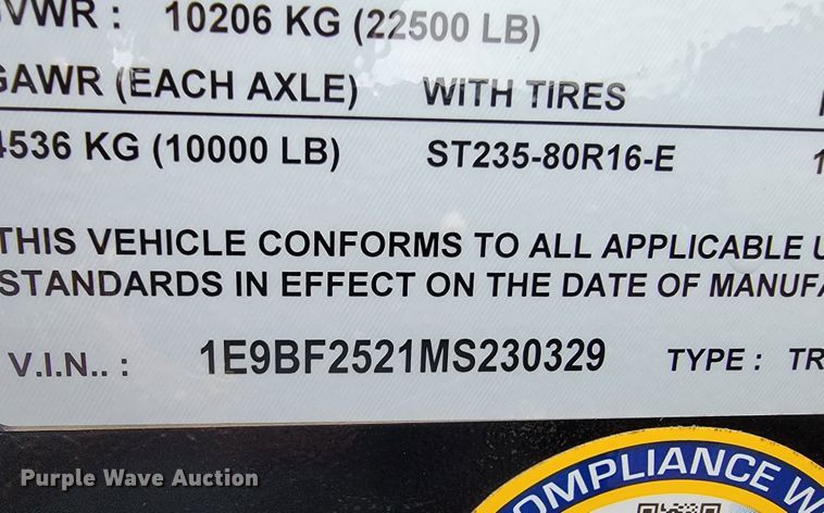 image for item JL9648 2021 Elite  equipment trailer