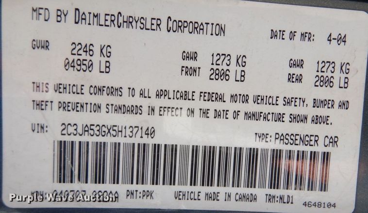 image for item JY9224 2005 Chrysler 300 Limited