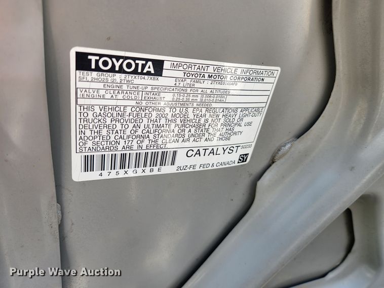 image for item KE9798 2002 Toyota Tundra  Access Cab pickup truck