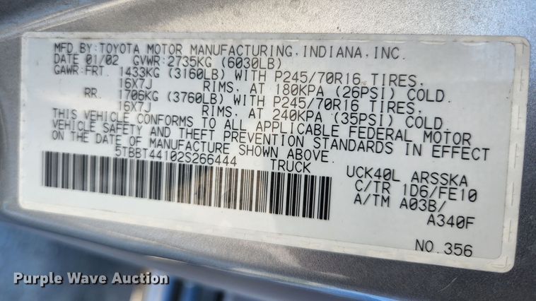 image for item KE9798 2002 Toyota Tundra  Access Cab pickup truck