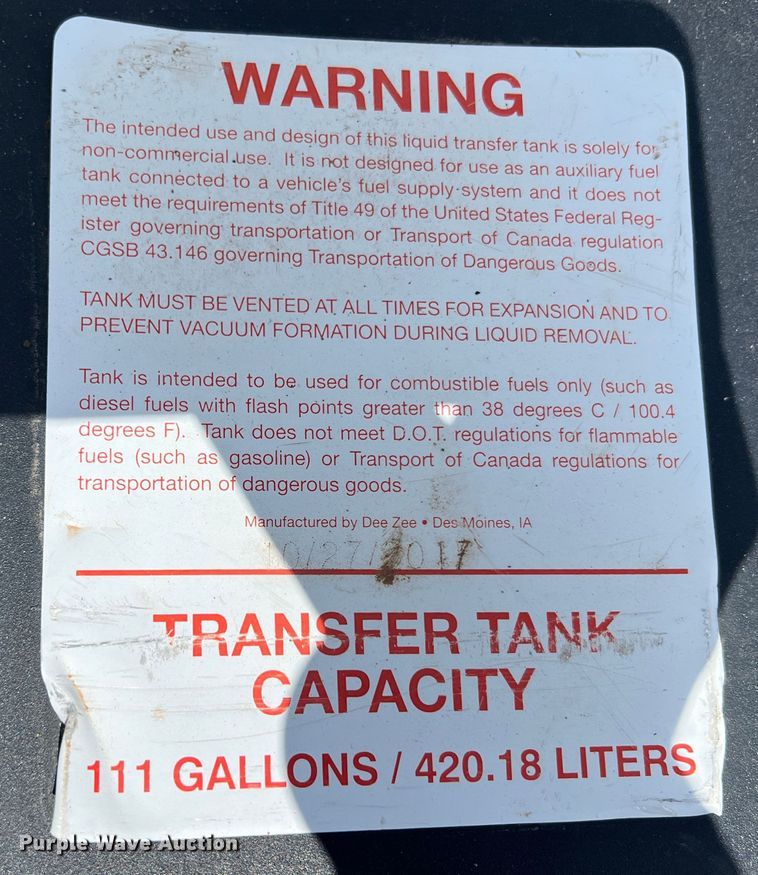 image for item KG9889 DeeZee  auxiliary fuel tank