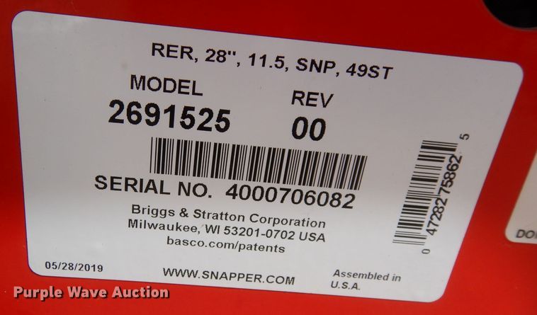 image for item KM9732 2019 Snapper 2691525  lawn mower