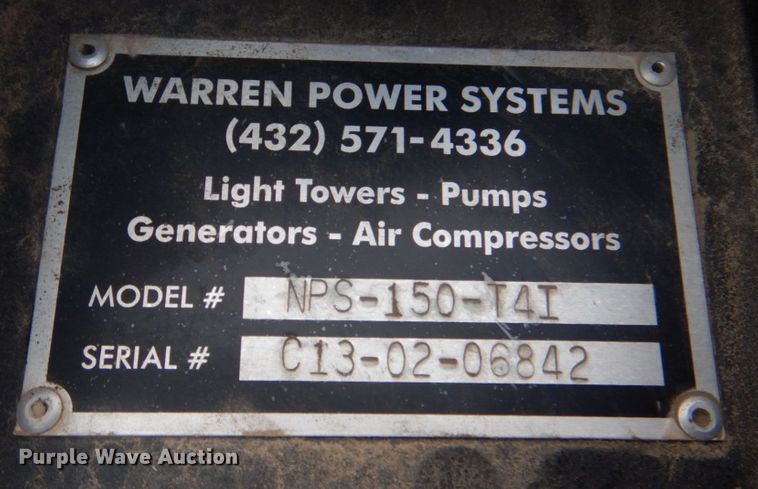 image for item KP9251 Warren Power Systems 150  generator