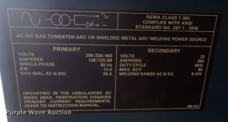 image for item MA9576 Miller Synchrowave 300  welder