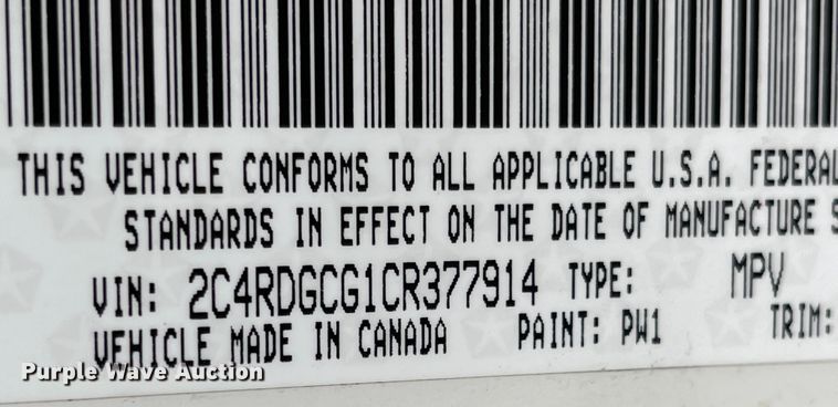 image for item MJ9597 2012 Dodge Grand Caravan  van