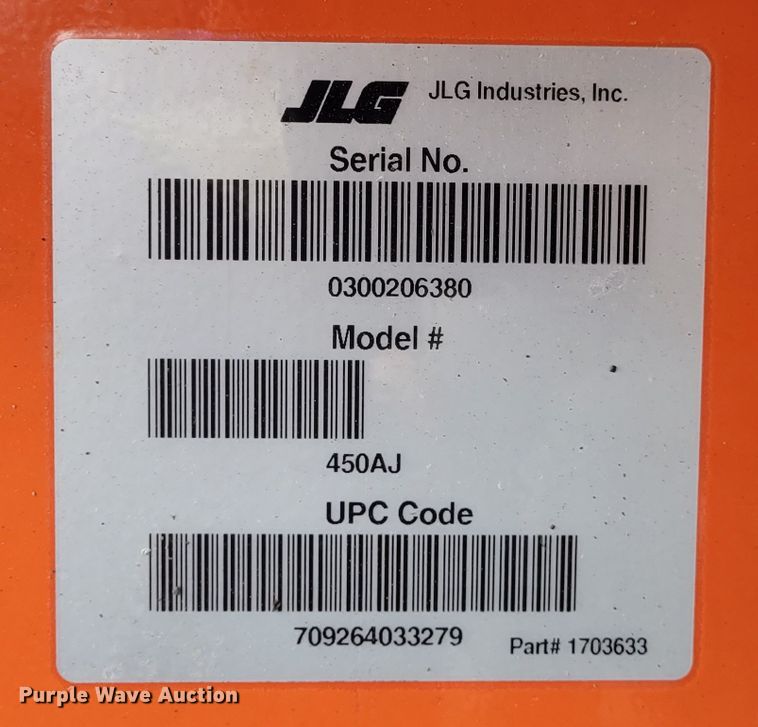 image for item BY9483 2015 JLG 450AJ  boom lift