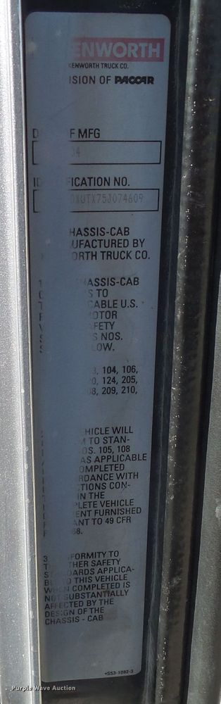 image for item DA7208 2005 Kenworth T800  dump truck