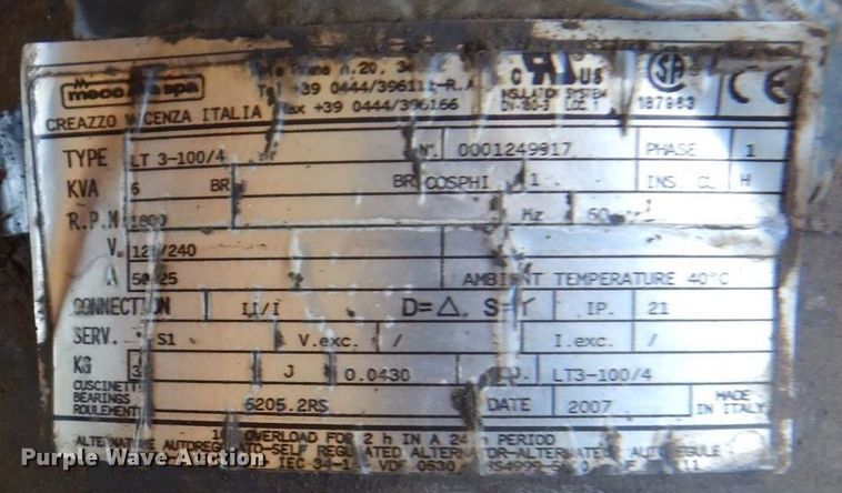 image for item DH7358 2007 Multiquip Nighthawk LT12  light plant