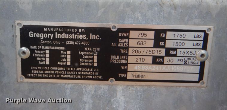 image for item DH7363 2018 Gregory TTMA-100  crash attenuator trailer