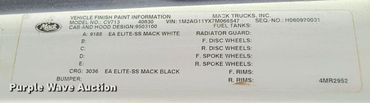 image for item DJ1552 2007 Mack CV713 Granite  dump truck