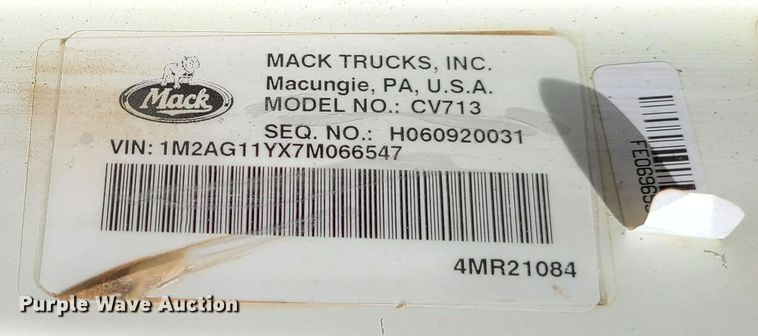 image for item DJ1552 2007 Mack CV713 Granite  dump truck