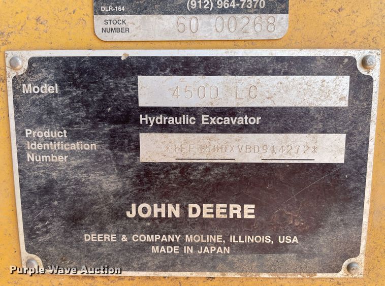 image for item DJ5093 2012 John Deere 450D LC  excavator