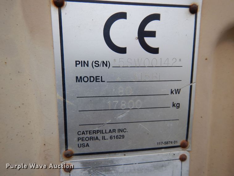 image for item DK0344 1998 Caterpillar 315B L  excavator