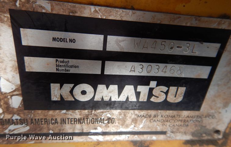 image for item DK1982 1998 Komatsu WA450-3L  wheel loader