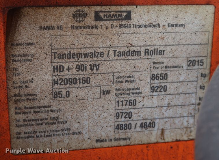 image for item DK3685 2015 Hamm HD 90i  double drum roller