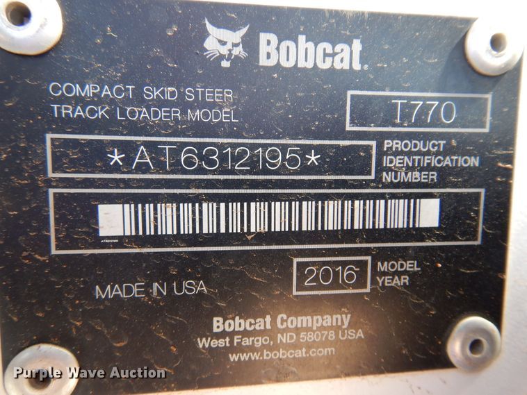 image for item DK4486 2016 Bobcat T770  tracked skid steer loader