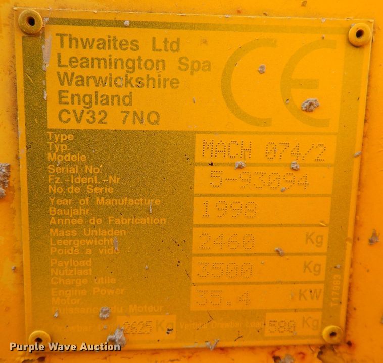 image for item DL5971 1998 Thwaites Alldrive 8000  concrete buggy