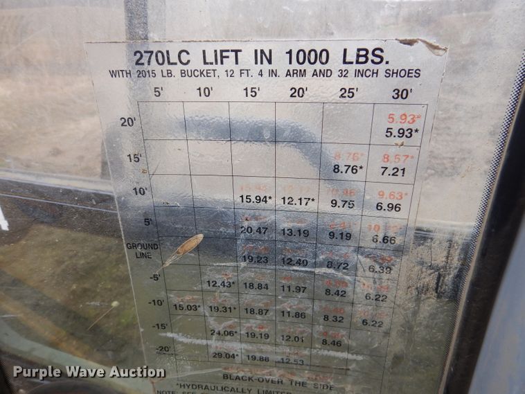 image for item DL5981 2001 John Deere 270LC  excavator