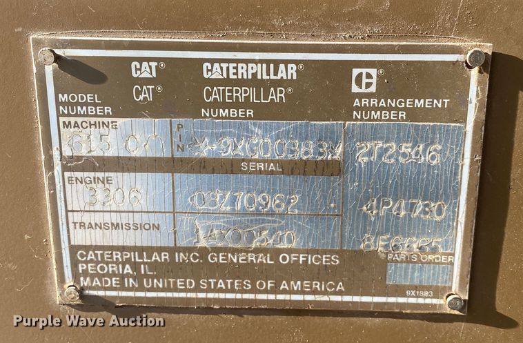 image for item DM4058 1993 Caterpillar 615C Series II  elevating scraper