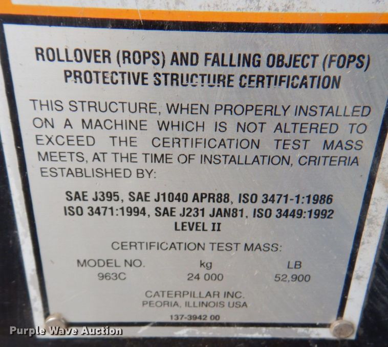 image for item DM6122 2001 Caterpillar 963C  track loader