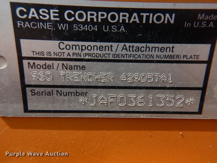 image for item DM7298 2002 Case 960  trencher