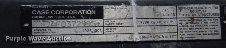 image for item DM7298 2002 Case 960  trencher