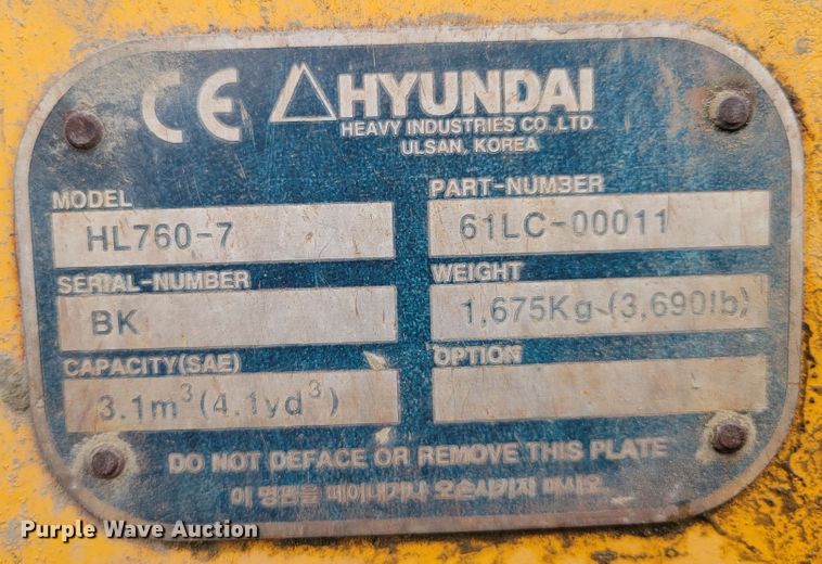 image for item DN7336 2006 Hyundai HL760 XTD-7  wheel loader