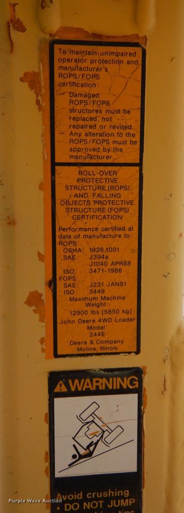 image for item DP3959 1991 John Deere 244E  wheel loader