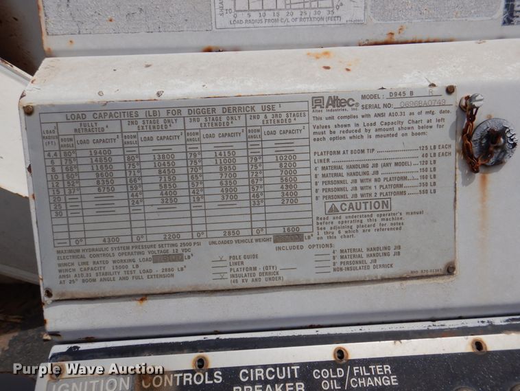 image for item DP3965 Altec  digger derrick truck bed