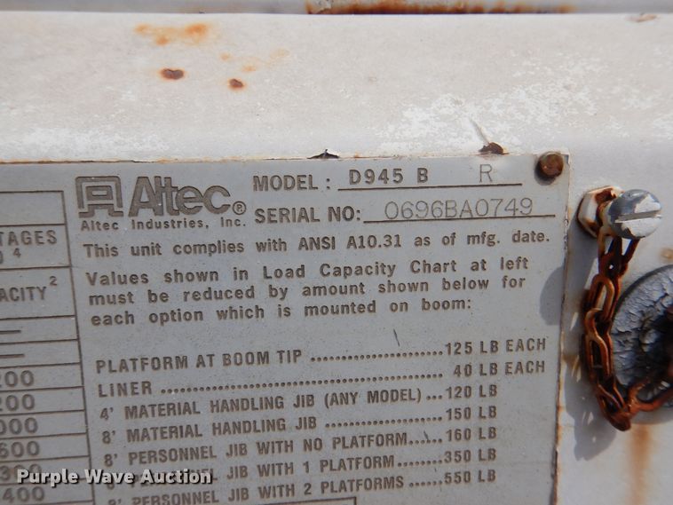 image for item DP3965 Altec  digger derrick truck bed