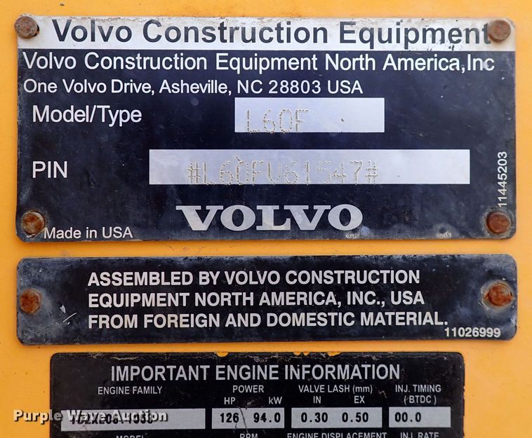 image for item DP4614 2007 Volvo L60F  wheel loader