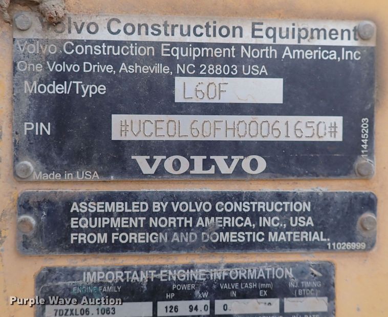 image for item DP4616 2008 Volvo L60F  wheel loader