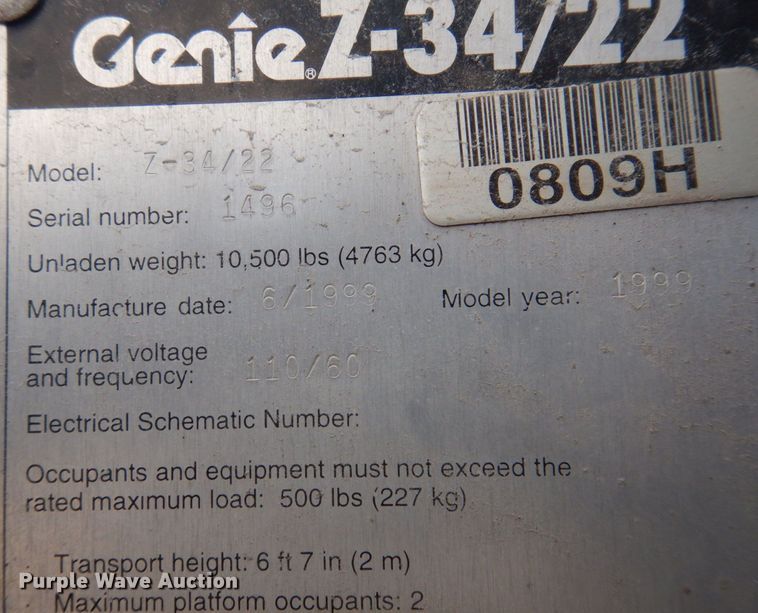 image for item DP5440 1999 Genie Z34/22  boom lift
