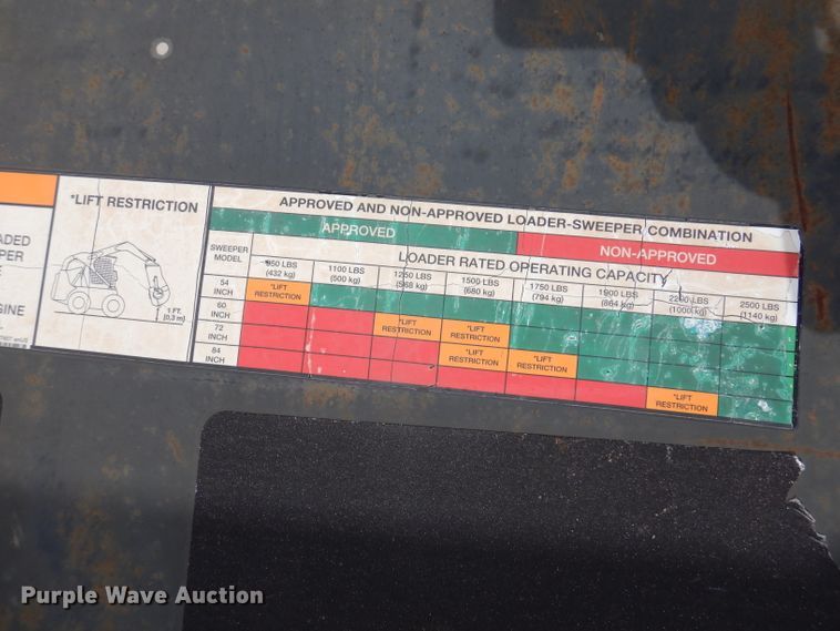 image for item JK9422 2014 Bobcat 72" W skid steer sweeper