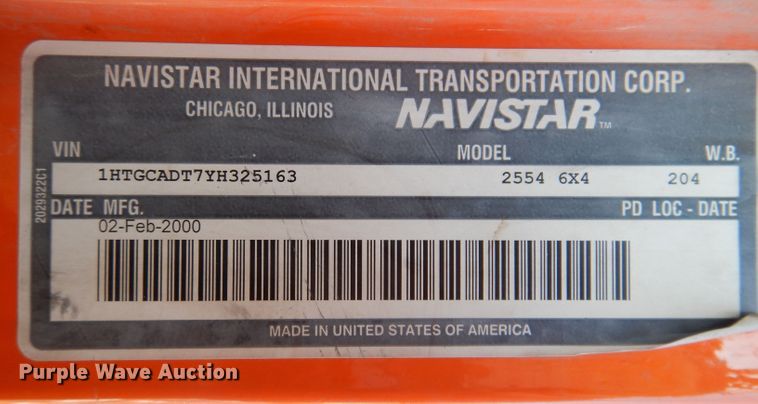 image for item JK9423 2000 International 2554  dump truck