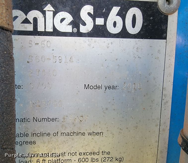 image for item JL9635 2000 Genie S60 boom lift