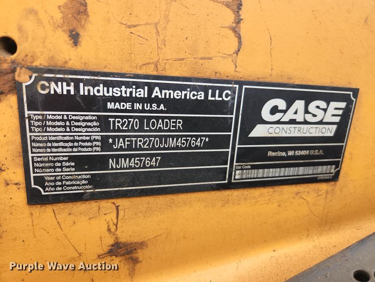 image for item JM9134 2018 Case TR270  tracked skid steer loader